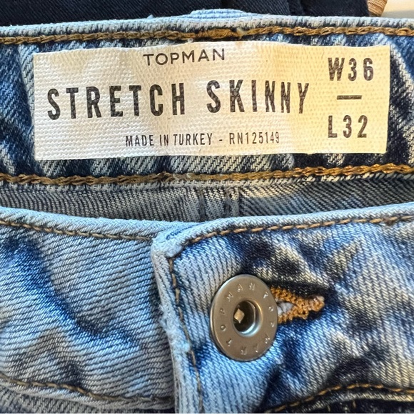 Topman Men’s Light Wash Stretch Skinny Fit Denim Jeans Pants - Picture 8 of 8